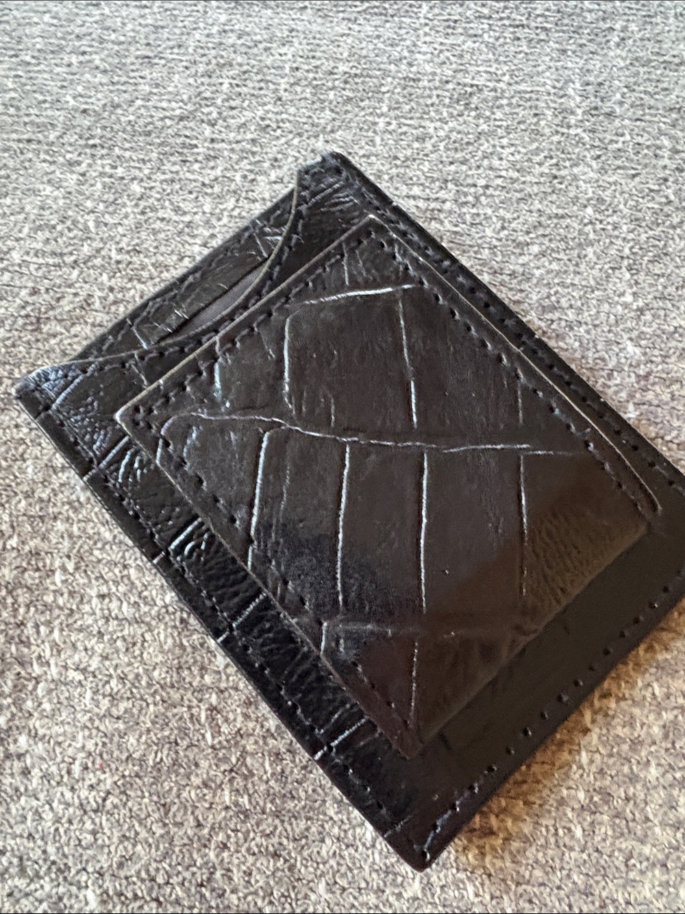 Crocodile Croc Embossed 100% Leather Credit Card Holder & Magnetic Money Clip LN